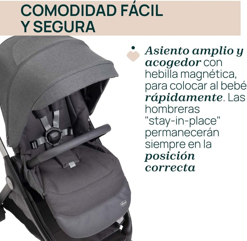 Chicco Bellagio Stroller 0m-4y (0-22kg), Black Satin - Image 4
